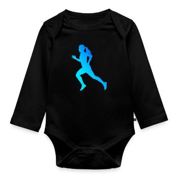 Women's Running Running Race Fitness Men - Organic Longsleeve Baby Bodysuit - black - Front