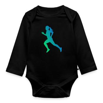 Cross Country Running Running Jogging Men - Organic Longsleeve Baby Bodysuit - black - Front