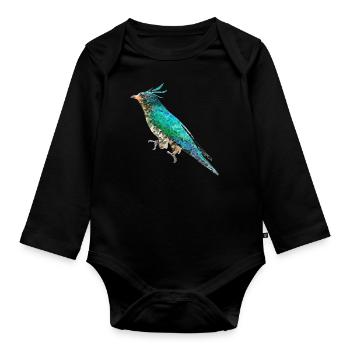 Bird ~ the Emerald Cuckoo - Organic Longsleeve Baby Bodysuit - black - Front