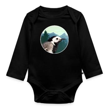 Bachstelze Profil Wald Emblem - Baby Bio-Langarm-Body - Schwarz - Vorne