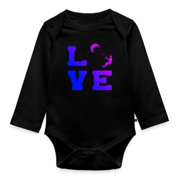 Kiting Kite Women Kitesurfing Kitesurfing Kitesurf - Organic Longsleeve Baby Bodysuit - black - Front