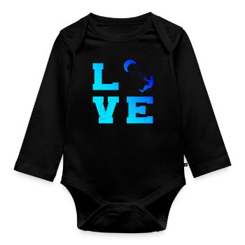 Women's Kiting Kitesurfing Kitesurf Men's Kite - Organic Longsleeve Baby Bodysuit - black - Front
