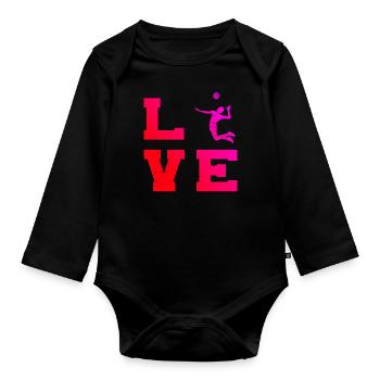 Volleyballspieler Beach Volley Volley Damen - Baby Bio-Langarm-Body - Schwarz - Vorne