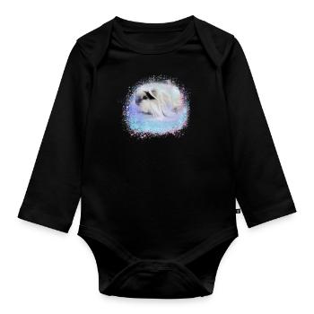 cochon d’Inde angora, graffiti, peinture, bleu - Body Bébé bio manches longues - noir - Devant