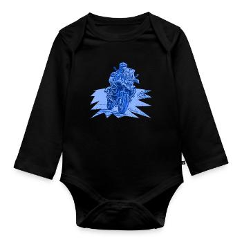 Adventure Bike curve blue - Organic Longsleeve Baby Bodysuit - black - Front