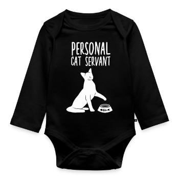 Chat personnel Serviteur Chats Cadeau Chats - Body Bébé bio manches longues - noir - Devant