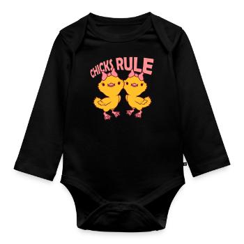 Chicks Rule Girlfriends Team - Organic Longsleeve Baby Bodysuit - black - Front