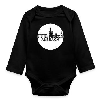 ansbach,skyline,weiss,kreis - Baby Bio-Langarm-Body - Schwarz - Vorne