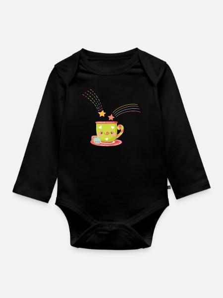 Kawaii cup - Organic Longsleeve Baby Bodysuit - black