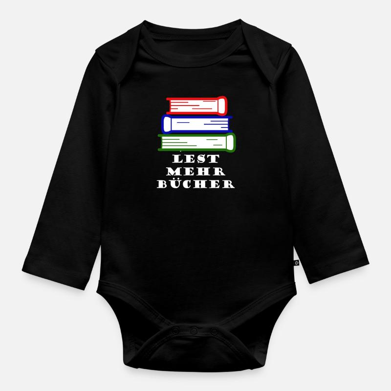 Lest mehr Bücher! - Baby Bio-Langarm-Body - Schwarz