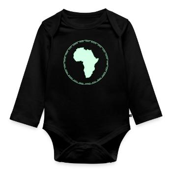 AFRICA OUTLINE CIRCLE Mint Green - Organic Longsleeve Baby Bodysuit - black - Front
