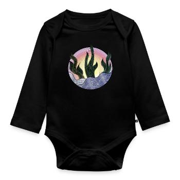 Pflanzen Line-Art - Baby Bio-Langarm-Body - Schwarz - Vorne