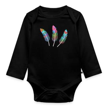 federn,bunt,feder,graffiti - Baby Bio-Langarm-Body - Schwarz - Vorne