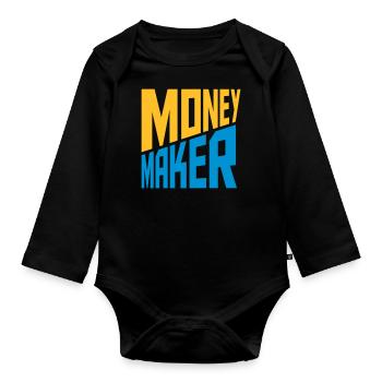 Text Money Maker Erfolgreich - Baby Bio-Langarm-Body - Schwarz - Vorne
