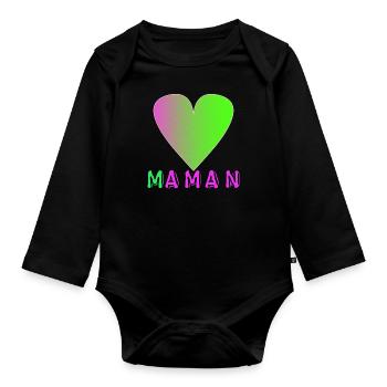 Maman - Body Bébé bio manches longues - noir - Devant