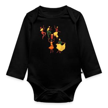 Africa - Organic Longsleeve Baby Bodysuit - black - Front