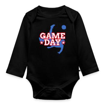 Football vintage Soccer Game Day - Organic Longsleeve Baby Bodysuit - black - Front