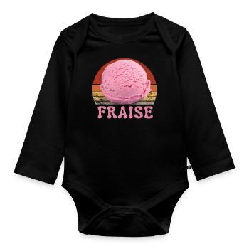 Glace à la fraise Vintage Sunset - Body Bébé bio manches longues - noir - Devant