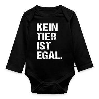 Kein Tier Ist Egal Tierschutz Tierliebhaber - Baby Bio-Langarm-Body - Schwarz - Vorne