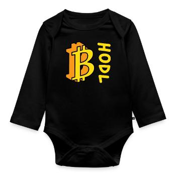 Bitcoin BTC HODL Comics Style - Body Bébé bio manches longues - noir - Devant