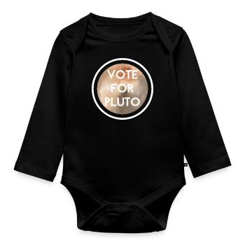 Pluton 1930 2006 Lustige Abstimmung für Pluto - Baby Bio-Langarm-Body - Schwarz - Vorne