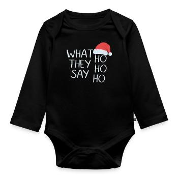 Ho Ho Ho - Organic Longsleeve Baby Bodysuit - black - Front