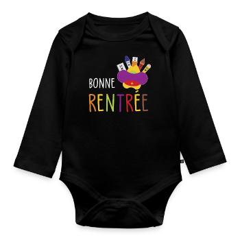 bonne rentrée / humour rentrée des classes - Body Bébé bio manches longues - noir - Devant