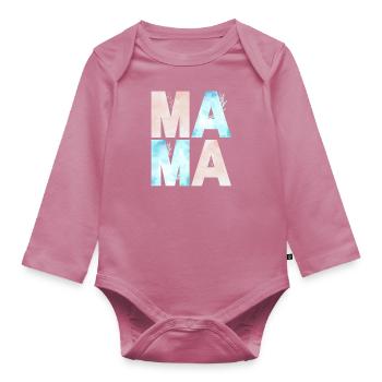 MAMA WATERCOLOR BLUE AND ROSE - Organic Longsleeve Baby Bodysuit - mauve - Front