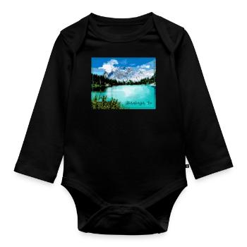 Obernberger See,landschaft,see,Tirol - Baby Bio-Langarm-Body - Schwarz - Vorne