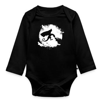 Dragon Moon Fantasy Monster Grunge Dragon - Organic Longsleeve Baby Bodysuit - black - Front