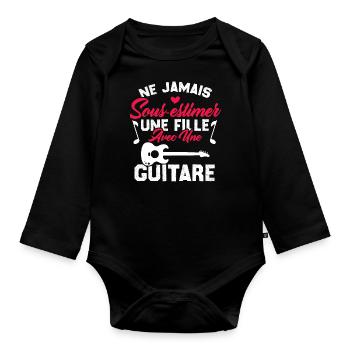 Ne jamais sous estimer une fille avec une guitare - Body Bébé bio manches longues - noir - Devant