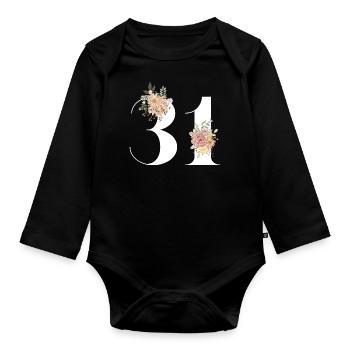 31st anniversary flowers (Gift of 31 years) - Organic Longsleeve Baby Bodysuit - black - Front