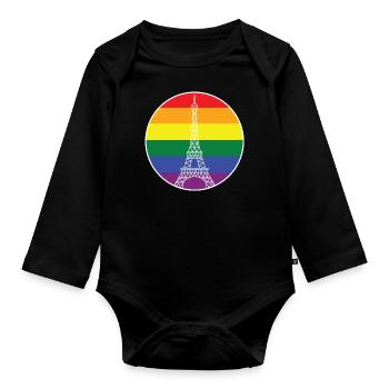 LGBT PARIS WHITE - Organic Longsleeve Baby Bodysuit - black - Front