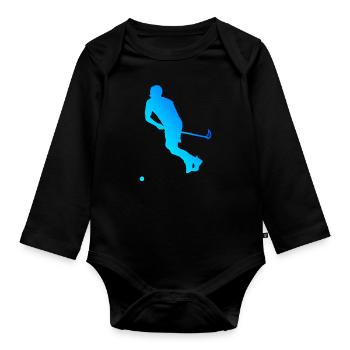 Unihockeyspielen Floorball Hockey Salibandy - Baby Bio-Langarm-Body - Schwarz - Vorne