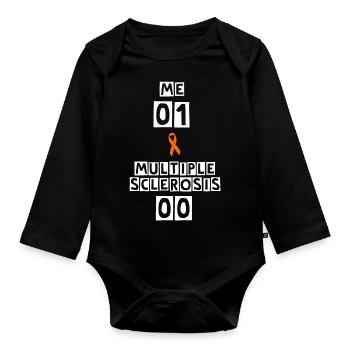 Me: 1, Multiple Sclerosis: Nil! - Organic Longsleeve Baby Bodysuit - black - Front