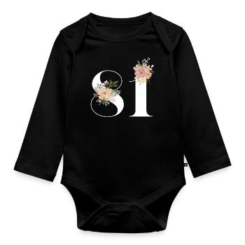 81st anniversary flowers (Gift of 81 years) - Organic Longsleeve Baby Bodysuit - black - Front