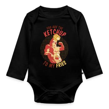 You are the ketchup for my fries hunger flirt - Organic Longsleeve Baby Bodysuit - black - Front