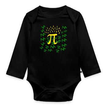 Pi éclairs verts et Jaunes Maths Ingénieur Science - Body Bébé bio manches longues - noir - Devant