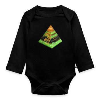 Wolfsenergie Pyramide - Baby Bio-Langarm-Body - Schwarz - Vorne