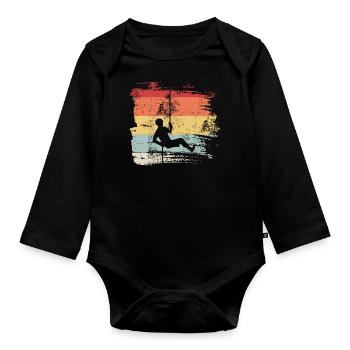 Retro abseilen klettern Canyoning Kletterer - Baby Bio-Langarm-Body - Schwarz - Vorne