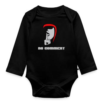 No Comment T-Shirt für jeden Anlass - Baby Bio-Langarm-Body - Schwarz - Vorne