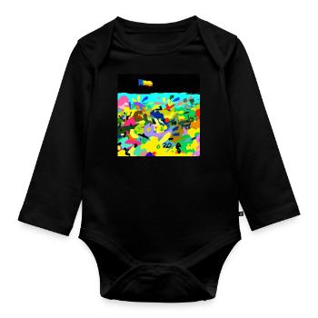 was in ukraine - Organic Longsleeve Baby Bodysuit - black - Front
