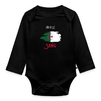 wir haben Blut Algerien - Baby Bio-Langarm-Body - Schwarz - Vorne