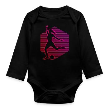 Damen Fussballspielen Fussball Fussballspieler - Baby Bio-Langarm-Body - Schwarz - Vorne