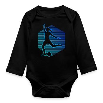 Fussballspielen Fussballspieler Fussballer - Baby Bio-Langarm-Body - Schwarz - Vorne