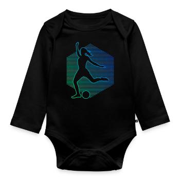 Fussballer Herren Fussballspielen Damen Fussball - Baby Bio-Langarm-Body - Schwarz - Vorne