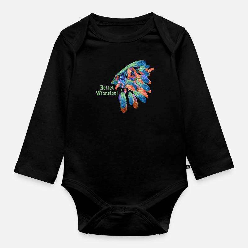 rettet winnetou,winnetou,indianer,häuptling - Baby Bio-Langarm-Body - Schwarz