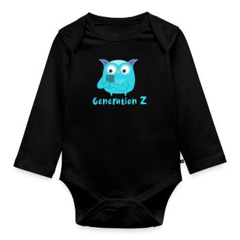 generation z,eule,smartfone,handy,immer am handy - Baby Bio-Langarm-Body - Schwarz - Vorne