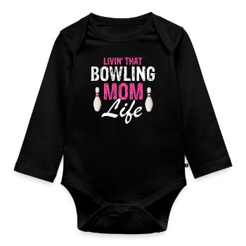 Livin' That Bowling MOM Life Cool T-Shirt Rétro - Body Bébé bio manches longues - noir - Devant