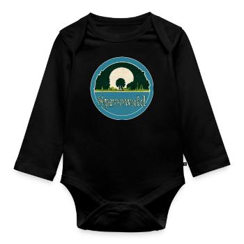 Spreewald Logo Blau / Grün mit Schriftzug - Baby Bio-Langarm-Body - Schwarz - Vorne